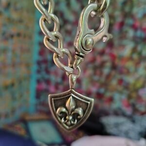 Silver Chain Necklace with Fleur-de-Lis Charm ( Brand New No Tags)
